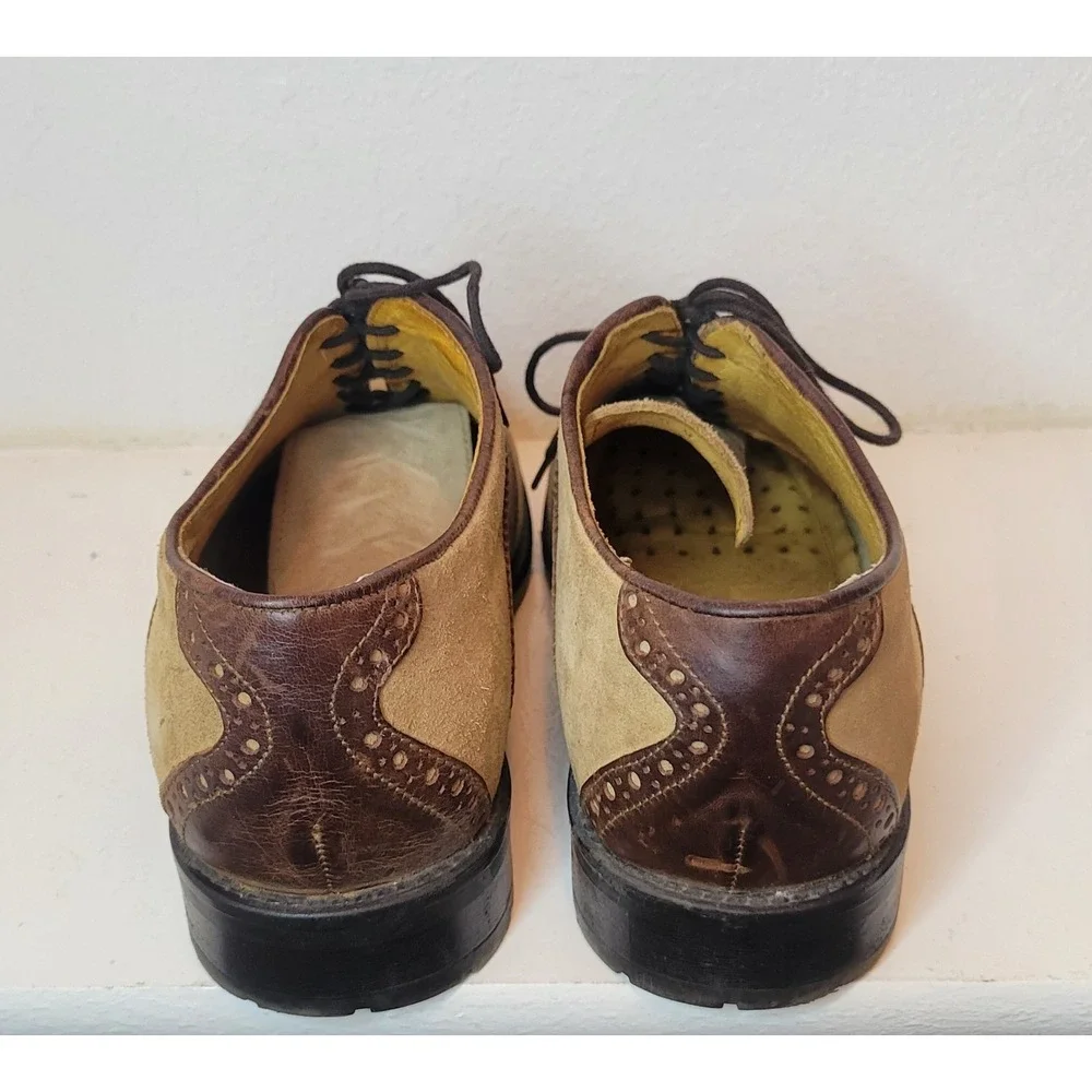 Men's Stafford Leather Lace Up Oxford Wingtips Shoes Brown Size 9.5 - Read